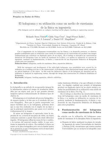 El holograma y su utilizaciÃƒÂ³n como un medio de enseÃ‹Âœnanza de la f ...