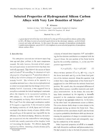 Selscted Properties of Hydrogenated Silicon Carbon Alloys with ...