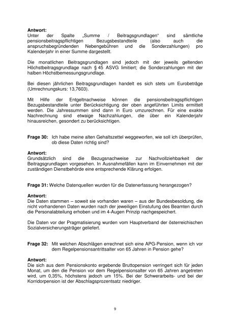 Fragensammlung zum Pensionskonto