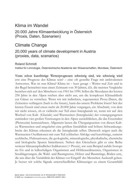 Klima im Wandel Climate Change - UniversitÃƒÂ¤t Salzburg