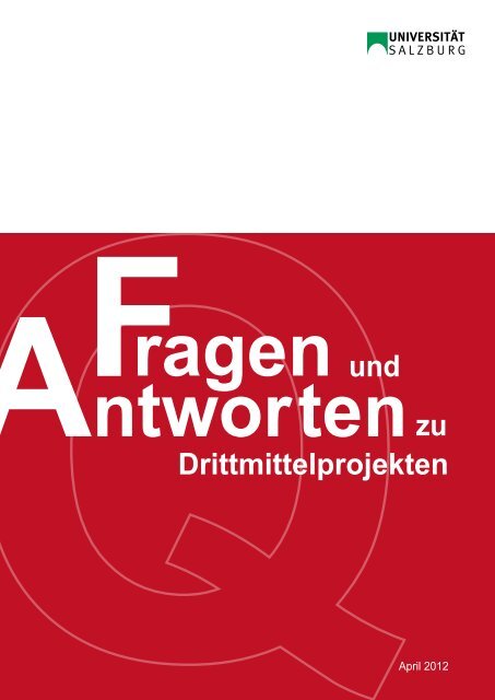 und Drittmittelprojekten zu - UniversitÃƒÂ¤t Salzburg