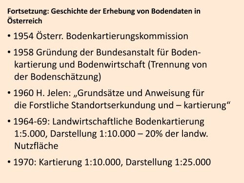 Fortsetzung: Geschichte der Erhebung von Bodendaten in ÃƒÂ–sterreich