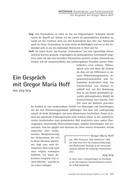 Ein GesprÃƒÂ¤ch mit Gregor Maria Hoff - UniversitÃƒÂ¤t Salzburg