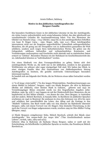 Armin Eidherr, Salzburg Motive in den jiddischen Autobiografien der ...