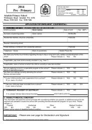 Pre-Primary Enrolment Form - Attadale Primary School