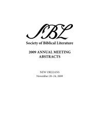 Society of Biblical Literature 2009 ANNUAL MEETING ABSTRACTS