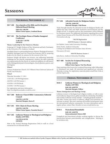 Sessions and Indices - Society of Biblical Literature