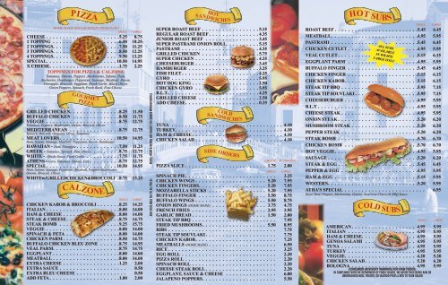 See Our Menu! - Atha's Famous Roast Beef, Pizza, and Subs