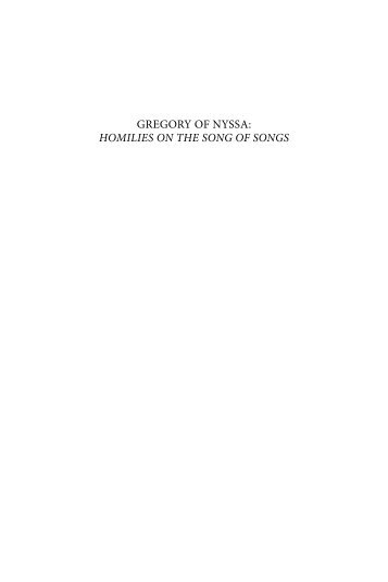 gregory of nyssa: homilies on the song of songs - Society of Biblical ...