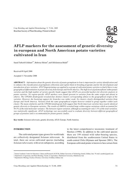 AFLP markers for the assessment of genetic diversity in ... - SBMP