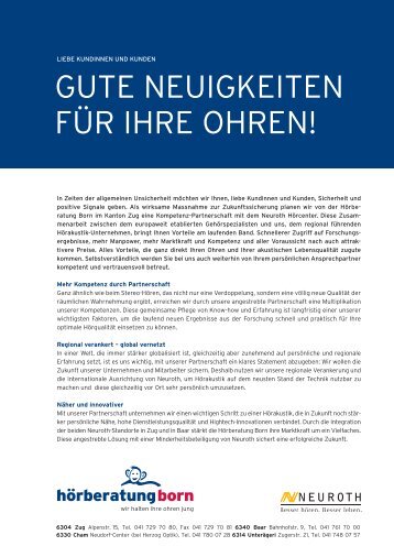 GUTE NEUIGKEITEN FÃ¼r IHrE OHrEN! - HÃ¶rberatung Born