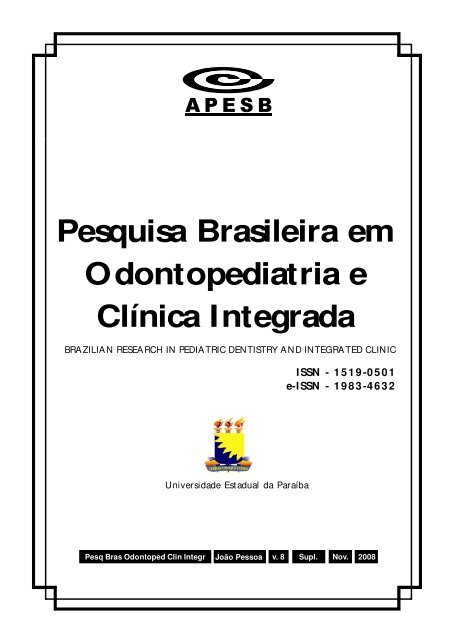 Anais 2008 - Sociedade Brasileira de Pesquisa OdontolÃƒÂ³gica