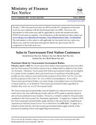 Sales to Tsawwassen First Nation Customers