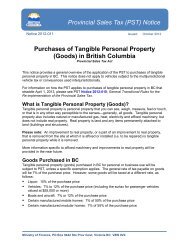 Purchases of Tangible Personal Property (Goods) in BC