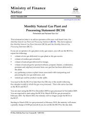 Monthly Natural Gas Plant and Processing Statement (BC19)