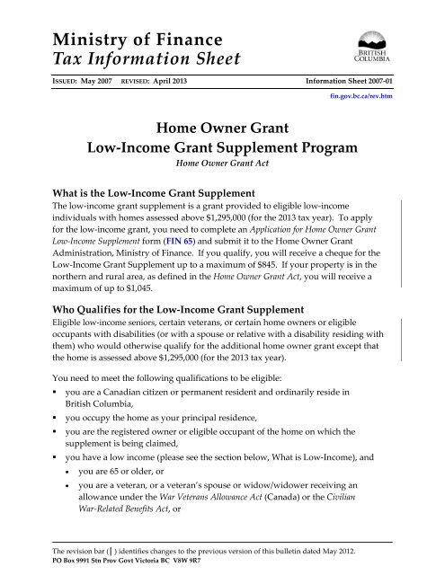 Low-Income Grant Supplement Program