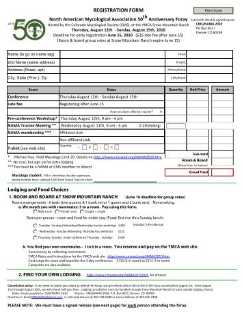 REGISTRATION FORM - North American Mycological Association