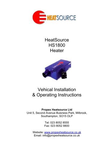 HeatSource HS1800 Heater Vehical Installation ... - Club 80-90