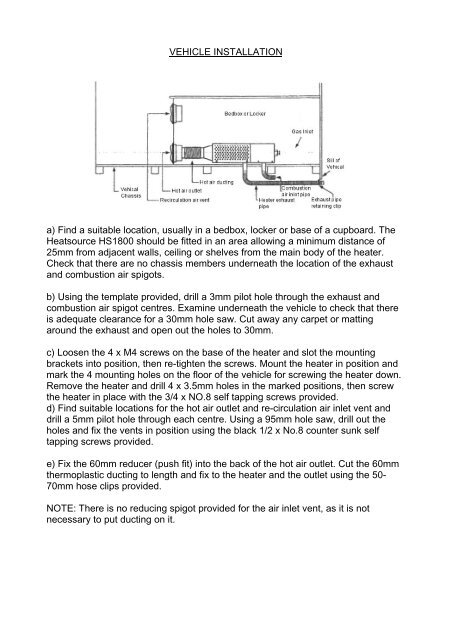 HeatSource HS1800 Heater Vehical Installation ... - Club 80-90