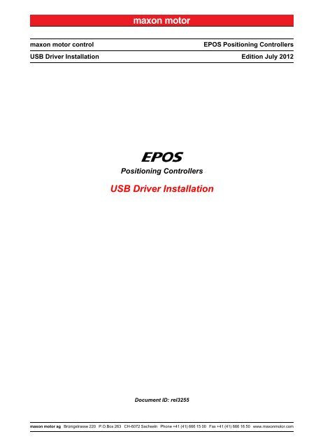 EPOS USB Driver Installation - Maxon Motor