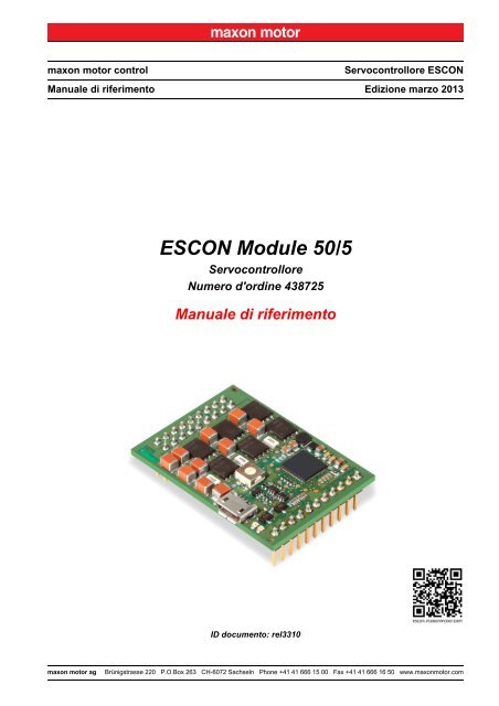 ESCON Module 50/5 Manuale di riferimento - Maxon Motor ag