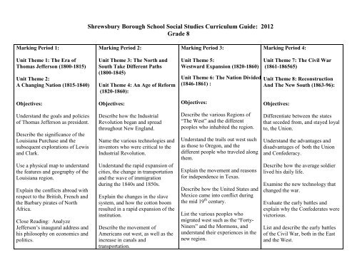 grade 8 social studies curriculum pdf shrewsbury borough