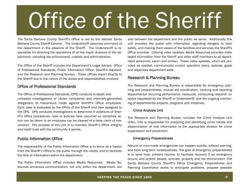 Annual Report 2009 - Santa Barbara County Sheriff's Department