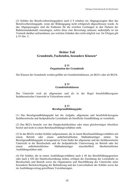 ThÃ¼ringer Schulordnung die Berufsschule vom 25. August 2003