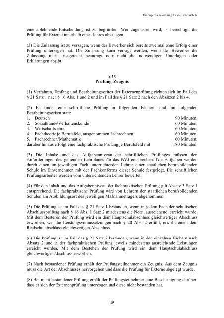ThÃ¼ringer Schulordnung die Berufsschule vom 25. August 2003