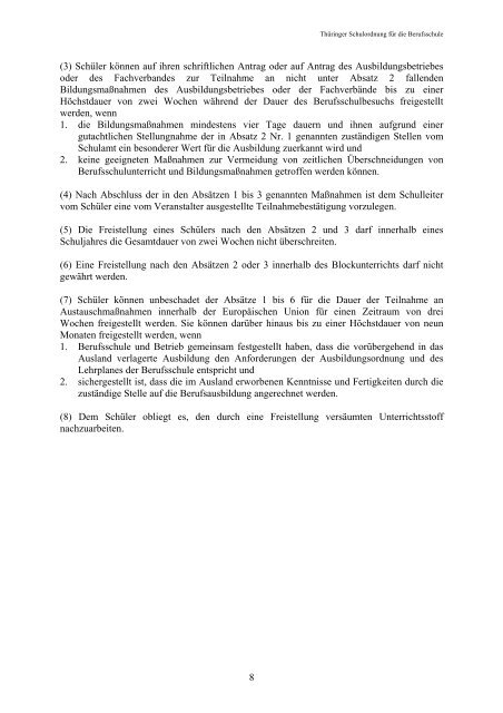 ThÃ¼ringer Schulordnung die Berufsschule vom 25. August 2003