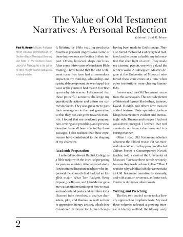 2 The Value of Old Testament Narratives: A Personal Reflection