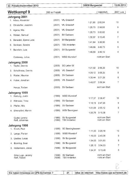 Protokoll Pokalschwimmfest Burgwedel - SG Letter 05