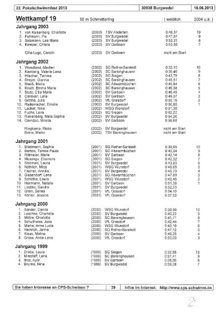 Protokoll Pokalschwimmfest Burgwedel - SG Letter 05