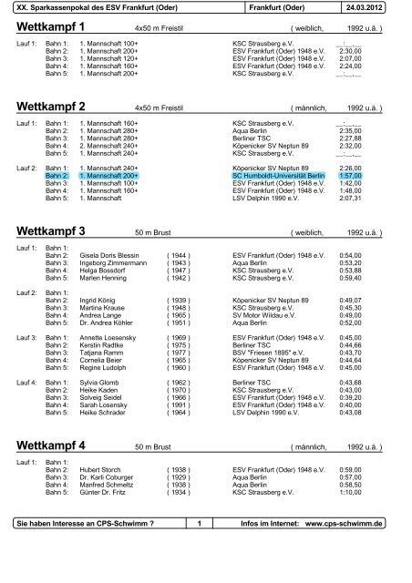 Wettkampf 4 - Schwimmclub Humboldt-UniversitÃ¤t zu Berlin eV