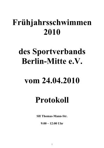 Ergebnisse - Schwimmclub Humboldt-UniversitÃ¤t zu Berlin eV