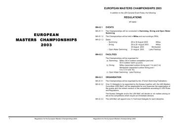 EUROPEAN MASTERS CHAMPIONSHIPS 2003