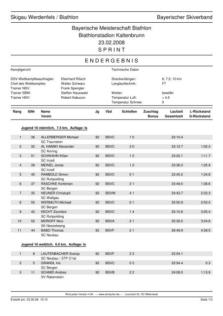 Skigau Werdenfels / Biathlon Bayerischer ... - SC Neubau e.V.