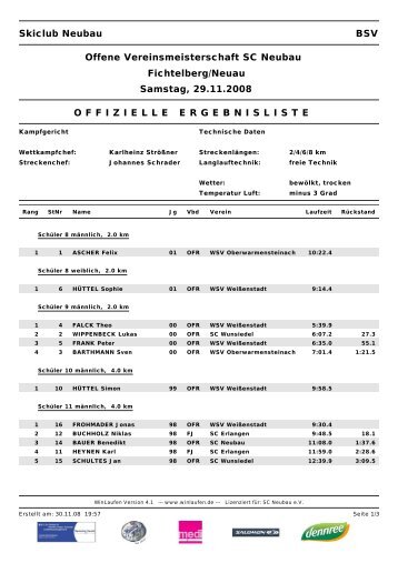 Ergebnisliste - SC Neubau e.V.