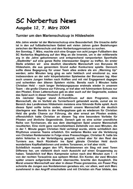 Ausgabe 12, 7. MÃƒÂ¤rz 2004 - SC Norbertus