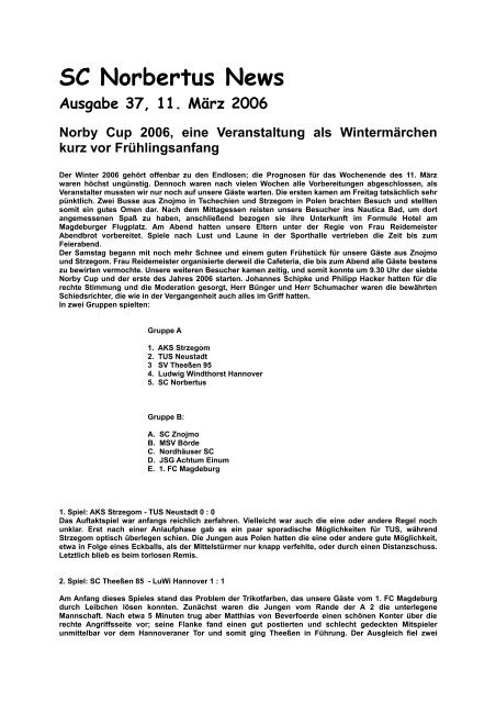 Spielbericht - SC Norbertus