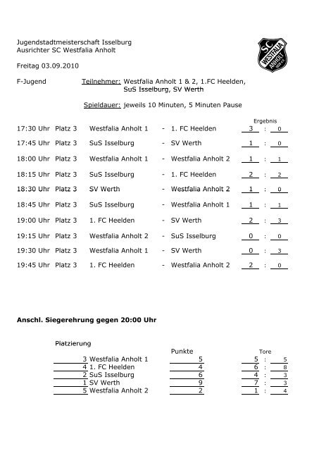 geht's zum Spielplan - beim SC Westfalia Anholt 1920 e. V.