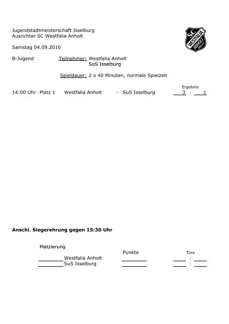 geht's zum Spielplan - beim SC Westfalia Anholt 1920 e. V.