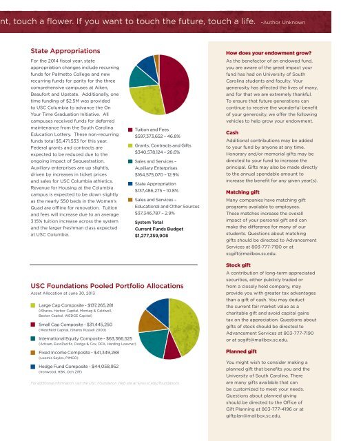 2012 Endowment Report - University of South Carolina