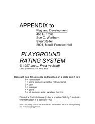 APPENDIX to PLAYGROUND RATING SYSTEM