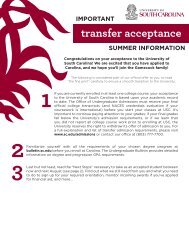 Transfer Next Steps for Summer 2013 - University of South Carolina