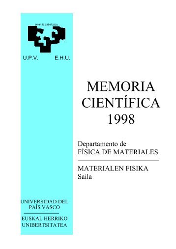 MEMORIA CIENTÃFICA 1998 - Euskal Herriko Unibertsitatea