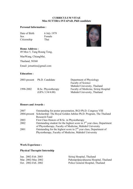 Resume for phd candidate