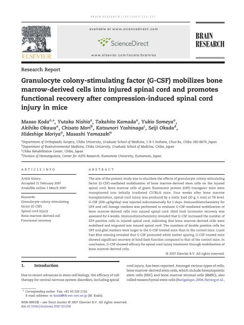 Granulocyte colony-stimulating factor (G-CSF ... - ResearchGate