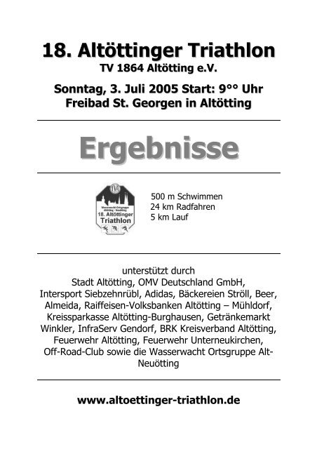 Ergebnisse 18. AltÃƒÂ¶ttinger Triathlon 2005 - Triathlon beim SC 53 ...