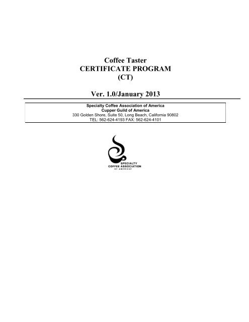 Coffee Taster Certificate Program Handbook - SCAA